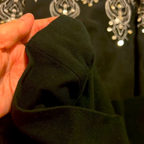 S/M Duet Women Skirt Black Embroidered Hem Sparkly Beads Stretchy Waist Summer - Picture 13 of 14